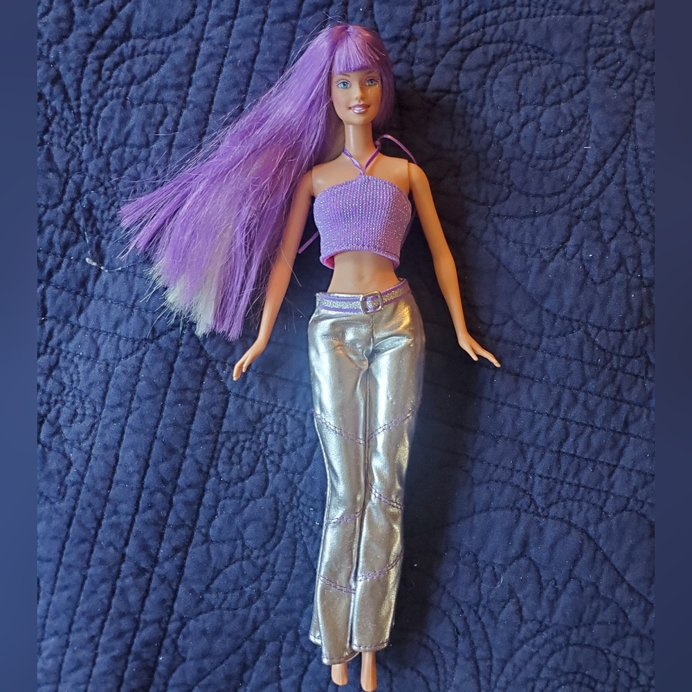 Jam And Glam Twist N Turn Hair Barbie 2001 Purple Silver Y2k Vintage